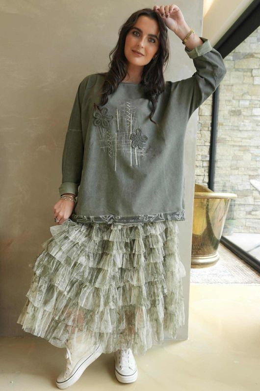 Original Hippie Sweatshirt Vintage Wash Khaki